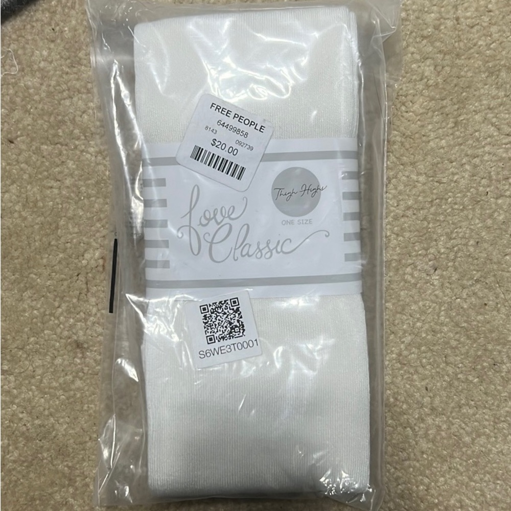 NWT Free People Love Classic Thigh High White Stockings/Socks